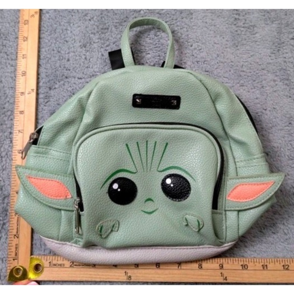 Star Wars The Child Grogu ~ Mini Backpack ~ Green Faux Leather~Adjustable Straps